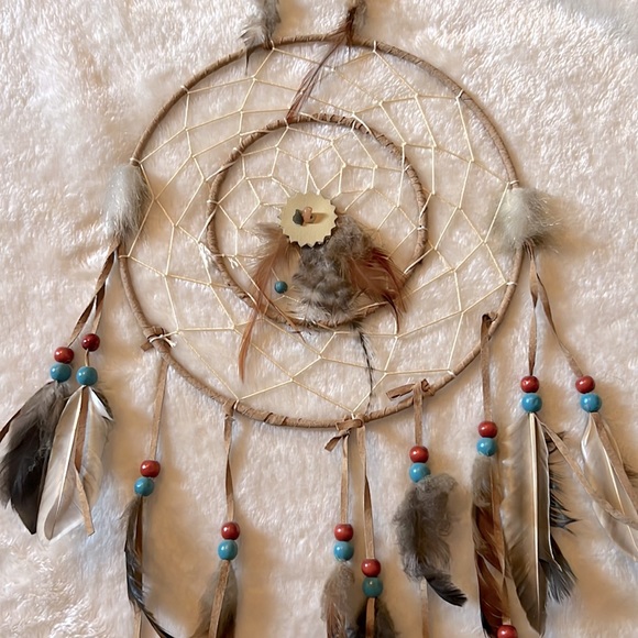 Other - 🪶 🦌 35” DEER ANTLER FEATHERED TURQUOISE & RED BEADED DREAM CATCHER